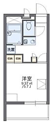 レオパレス村山 1Kの間取図画像