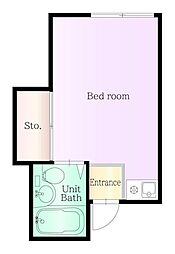 サンハイツ藤 2階ワンルームの間取り