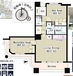 石神井公園ピアレス・ザ・タワー 5階2LDKの間取り