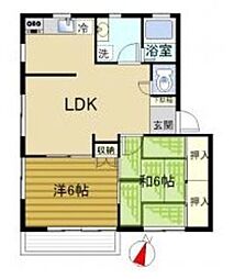 クレール2 2LDKの間取図画像