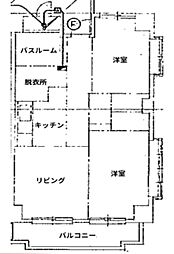 リバーパーク四つ木 1階2LDKの間取り