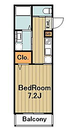 モリオンパレス 1階1Kの間取り