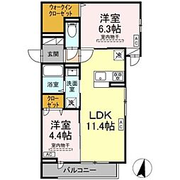ラヴェンナ 2LDKの間取図画像