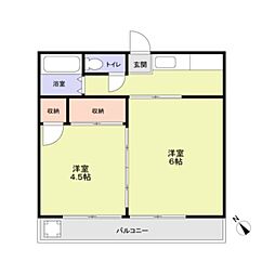 本間アパート 2Kの間取図画像