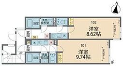 カインドネス相模大野 3階1Kの間取り