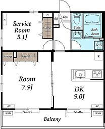 小田急多摩線 黒川駅 徒歩6分の賃貸アパート 1階2LDKの間取り