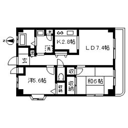 ディアコートＴＭバウ 3階2LDKの間取り