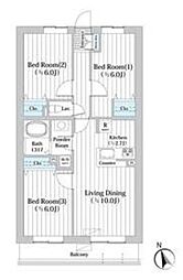コートブリーズ船橋中山 4階3LDKの間取り