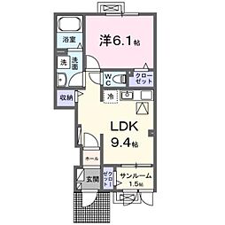 ベル パトリ A 1LDKの間取図画像