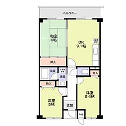 ジュネス東生駒 2階3DKの間取り