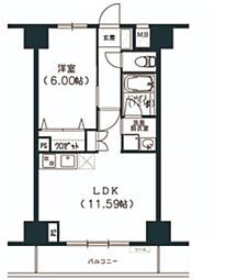 S-FORT船橋塚田 6階1LDKの間取り