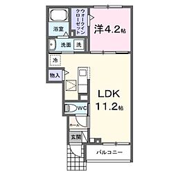 JR横浜線 淵野辺駅 徒歩28分の賃貸アパート 1階1LDKの間取り
