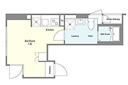 TIME SHARING 門前仲町 2階ワンルームの間取り