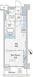 パークアクシス門前仲町テラス 1DKの間取図画像