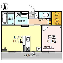 コーラルブルー南北田 1LDKの間取図画像