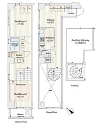 カスタリア八丁堀 10階2DKの間取り