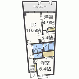 アイランドシティインフィニガーデンE棟 2LDKの間取図画像