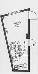 アヴァンタージュ大井町 2階ワンルームの間取り