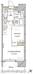 ブランシエスタ浅草蔵前 1LDKの間取図画像