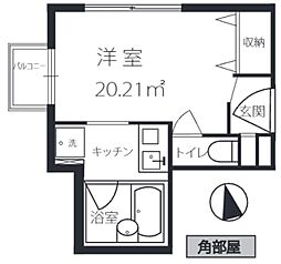 コンサート鷹番 ワンルームの間取図画像