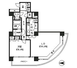 リバーポイントタワー 1LDKの間取図画像
