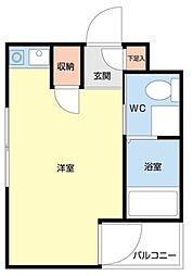 柏IIIハイム 2階ワンルームの間取り