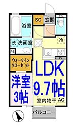 UluShantiD 1LDKの間取図画像