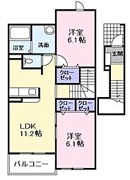 クラール・ベルF・U 2LDKの間取図画像