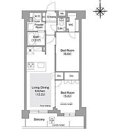 コンフォリア・リヴ文京護国寺 3階2LDKの間取り