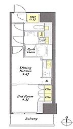 WORVE東京木場 1DKの間取図画像