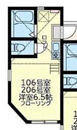 ユナイト星川パリセヴェイユ ワンルームの間取図画像