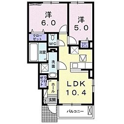ピエスシュシュ 2LDKの間取図画像