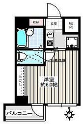海野ビル 2階1Kの間取り
