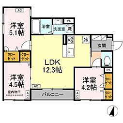 セレスティア西瑞江 1階3LDKの間取り