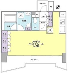 ラサンテ五反田 14階ワンルームの間取り
