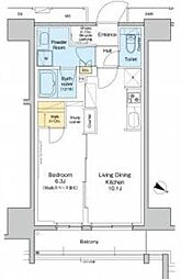プラウドフラット両国サウス 1LDKの間取図画像