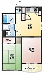 グリーンヴィラ 1階2DKの間取り