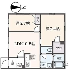 メゾン天萌・小柳 1階2LDKの間取り