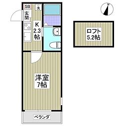 アザーレターコイズ 1Kの間取図画像