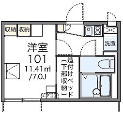 小田急小田原線 読売ランド前駅 徒歩9分の賃貸アパート 1階1Kの間取り