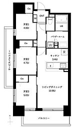 アーバンパーク谷在家 3階3LDKの間取り