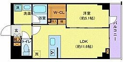 東武伊勢崎線 竹ノ塚駅 徒歩10分の賃貸マンション 4階1LDKの間取り