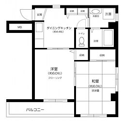 JR総武線 新小岩駅 徒歩6分の賃貸マンション 4階2DKの間取り
