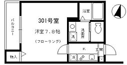 アミル中十条 3階1Kの間取り
