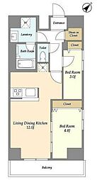 グランカーサ西葛西 7階2LDKの間取り