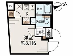 アルファ早宮 1階ワンルームの間取り