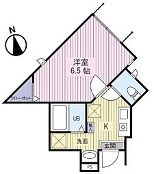 ルミナスウエスト自由が丘 1階1Kの間取り