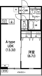 リブリーAjisai 1LDKの間取図画像