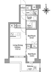コンフォリア・リヴ大森西 3階2LDKの間取り
