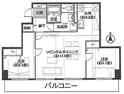 綾瀬プルミエ 12階2LDKの間取り